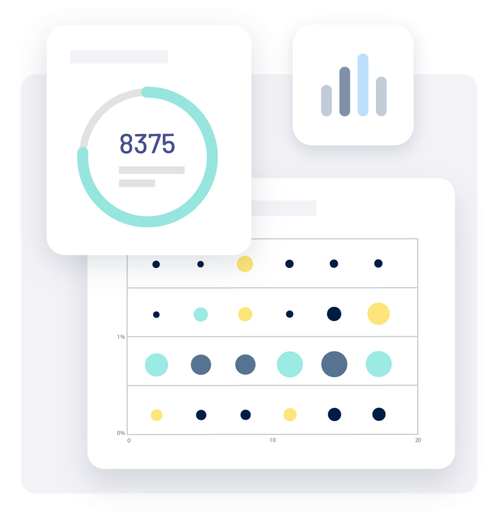 Images of different graphs, metrics, and numbers related to social media