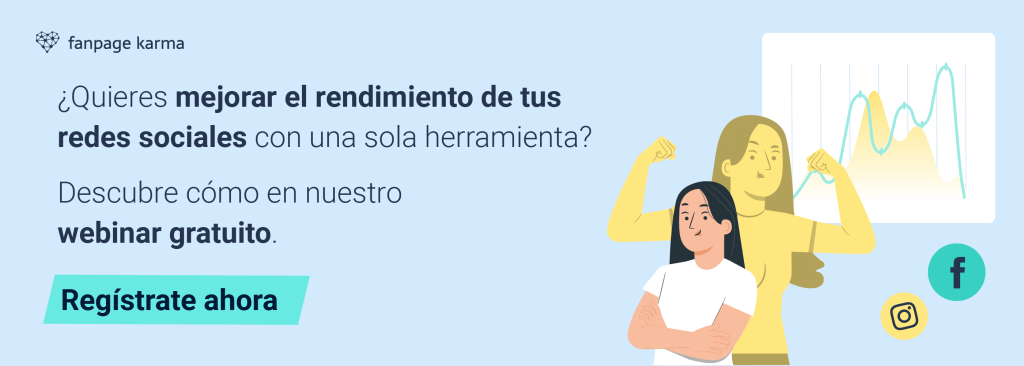 Una mujer se dirige a la derecha con gráficos junto a un CTA "Regístrese ahora".