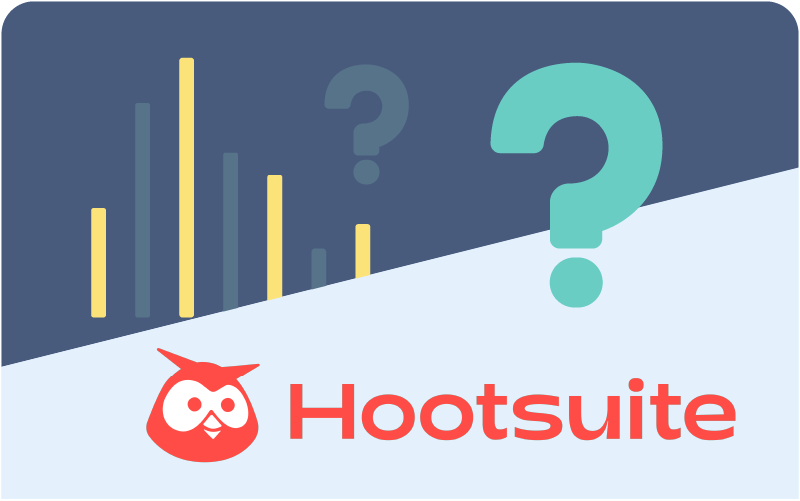 Hootsuite symbol with a question mark and graph.